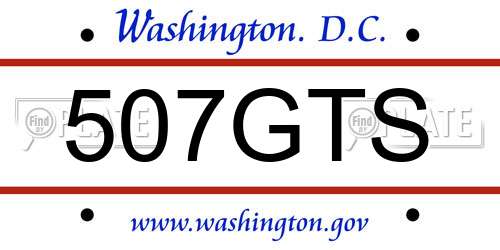 507GTS District Of Columbia License Plate