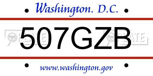 507GZB District Of Columbia License Plate