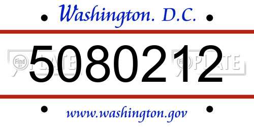 5080212 District Of Columbia License Plate