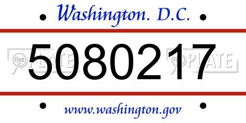 5080217 District Of Columbia License Plate