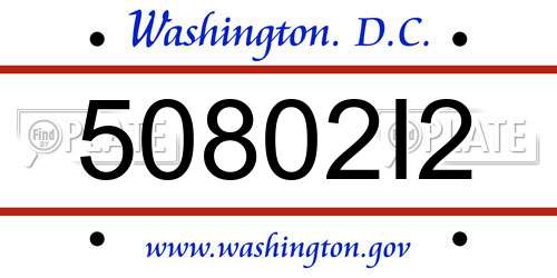 50802I2 District Of Columbia License Plate