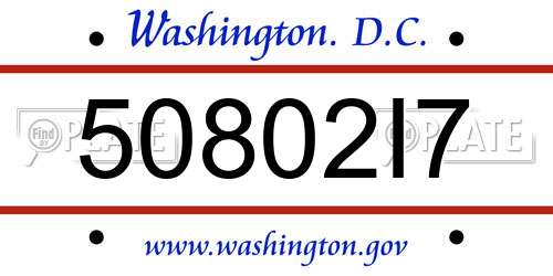 50802I7 District Of Columbia License Plate