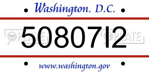 50807I2 District Of Columbia License Plate