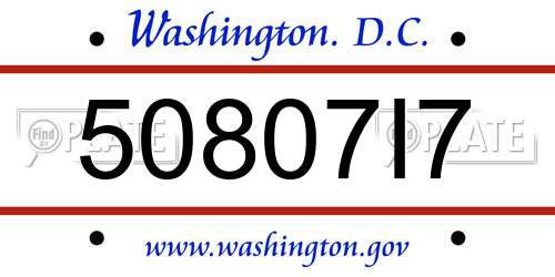 50807I7 District Of Columbia License Plate