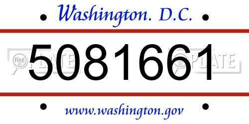 5081661 District Of Columbia License Plate