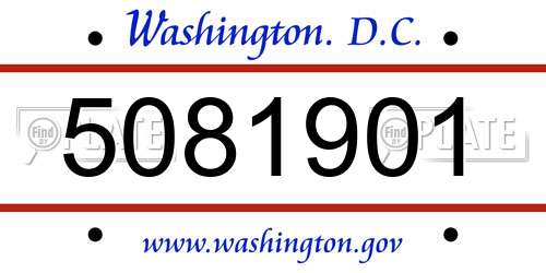 5081901 District Of Columbia License Plate