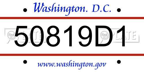 50819D1 District Of Columbia License Plate