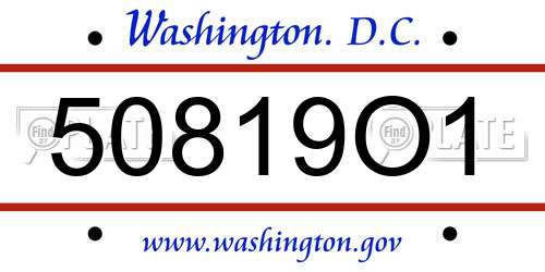 50819O1 District Of Columbia License Plate