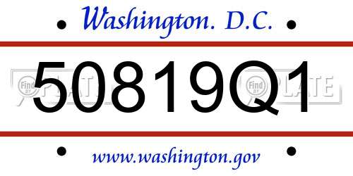50819Q1 District Of Columbia License Plate