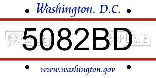 5082BD District Of Columbia License Plate