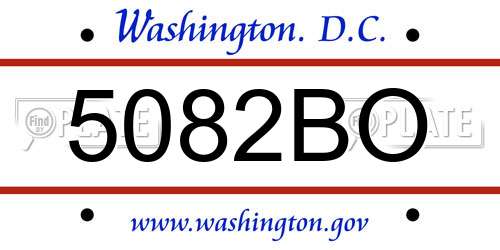 5082BO District Of Columbia License Plate