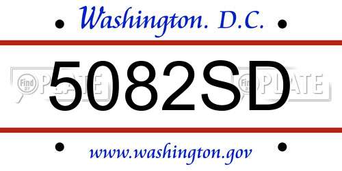 5082SD District Of Columbia License Plate