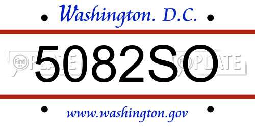 5082SO District Of Columbia License Plate