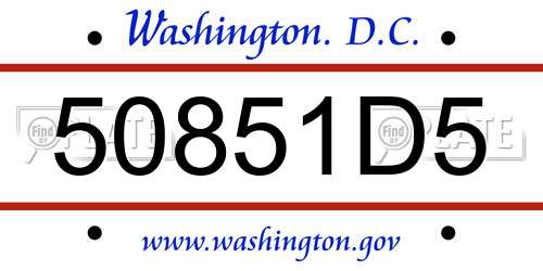 50851D5 District Of Columbia License Plate