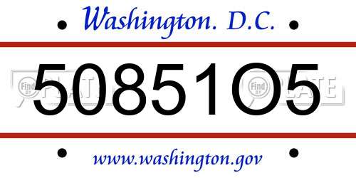 50851O5 District Of Columbia License Plate