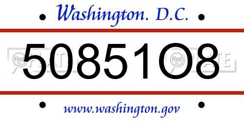 50851O8 District Of Columbia License Plate