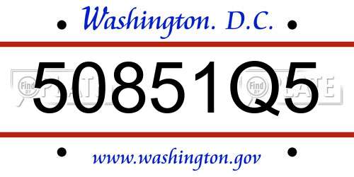 50851Q5 District Of Columbia License Plate