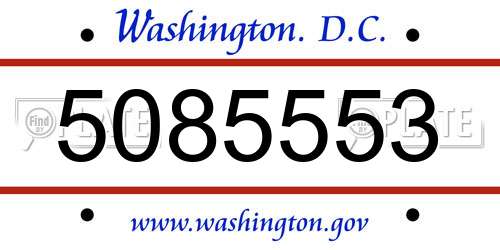 5085553 District Of Columbia License Plate