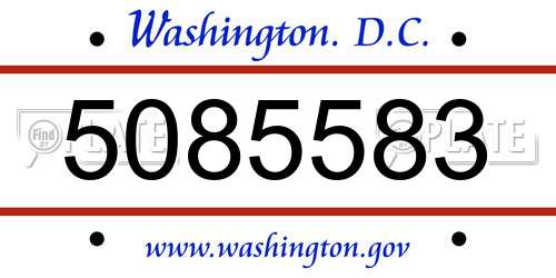 5085583 District Of Columbia License Plate
