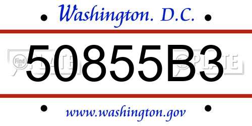 50855B3 District Of Columbia License Plate
