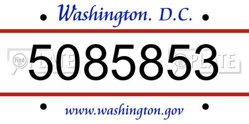 5085853 District Of Columbia License Plate
