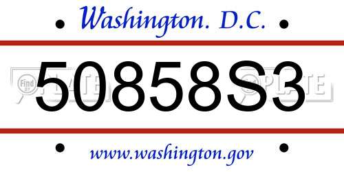 50858S3 District Of Columbia License Plate