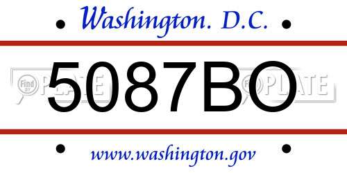 5087BO District Of Columbia License Plate