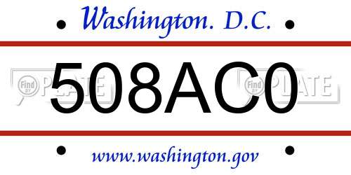 508AC0 District Of Columbia License Plate