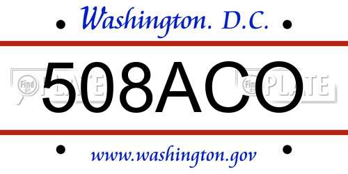 508ACO District Of Columbia License Plate