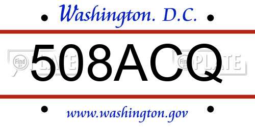 508ACQ District Of Columbia License Plate