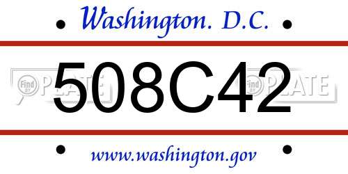 508C42 District Of Columbia License Plate
