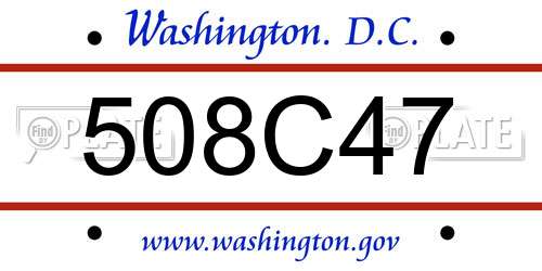 508C47 District Of Columbia License Plate
