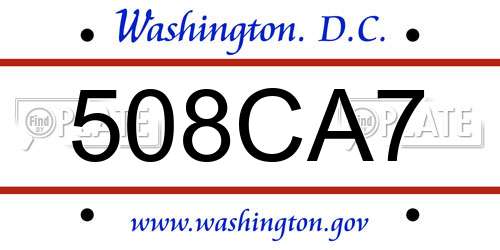 508CA7 District Of Columbia License Plate