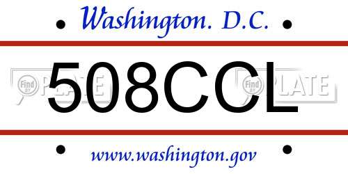 508CCL District Of Columbia License Plate