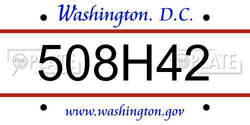 508H42 District Of Columbia License Plate