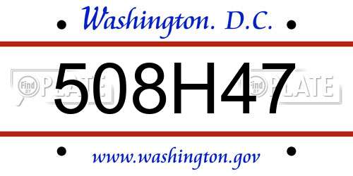 508H47 District Of Columbia License Plate