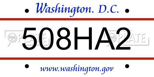 508HA2 District Of Columbia License Plate