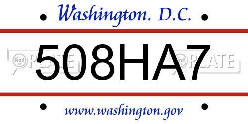 508HA7 District Of Columbia License Plate