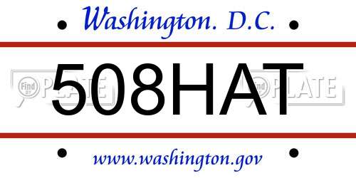 508HAT District Of Columbia License Plate