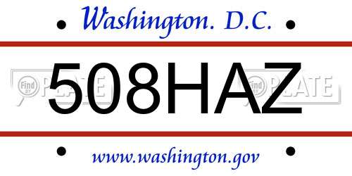 508HAZ District Of Columbia License Plate