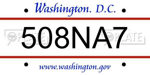 508NA7 District Of Columbia License Plate