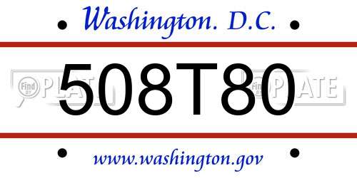 508T80 District Of Columbia License Plate