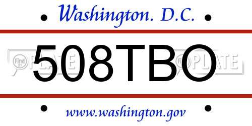 508TBO District Of Columbia License Plate