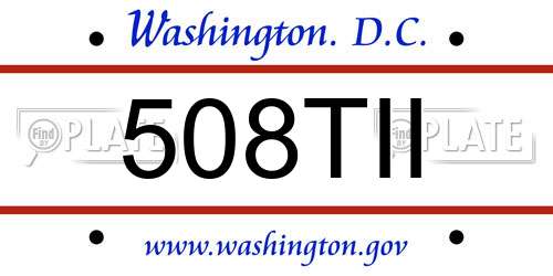 508TII District Of Columbia License Plate