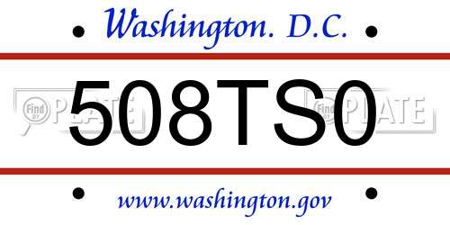 508TS0 District Of Columbia License Plate