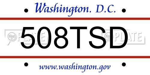 508TSD District Of Columbia License Plate
