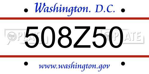 508Z50 District Of Columbia License Plate