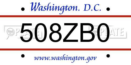 508ZB0 District Of Columbia License Plate