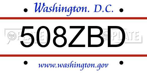 508ZBD District Of Columbia License Plate