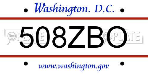 508ZBO District Of Columbia License Plate
